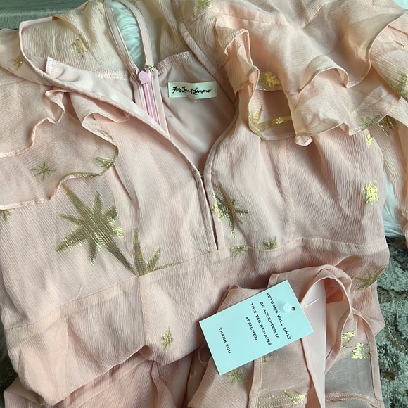 NWT For Love & Lemons Gilded Star Mini Dress Rose Gold - Picture 4 of 4